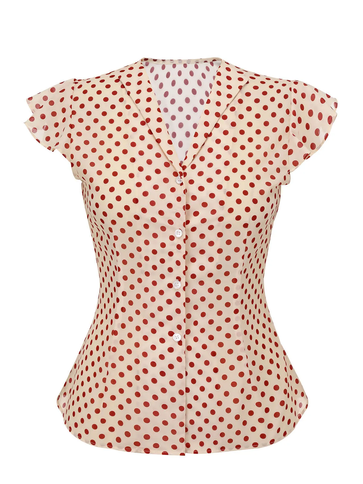 1950s Red Polka Dot Fly Sleeve Blouse