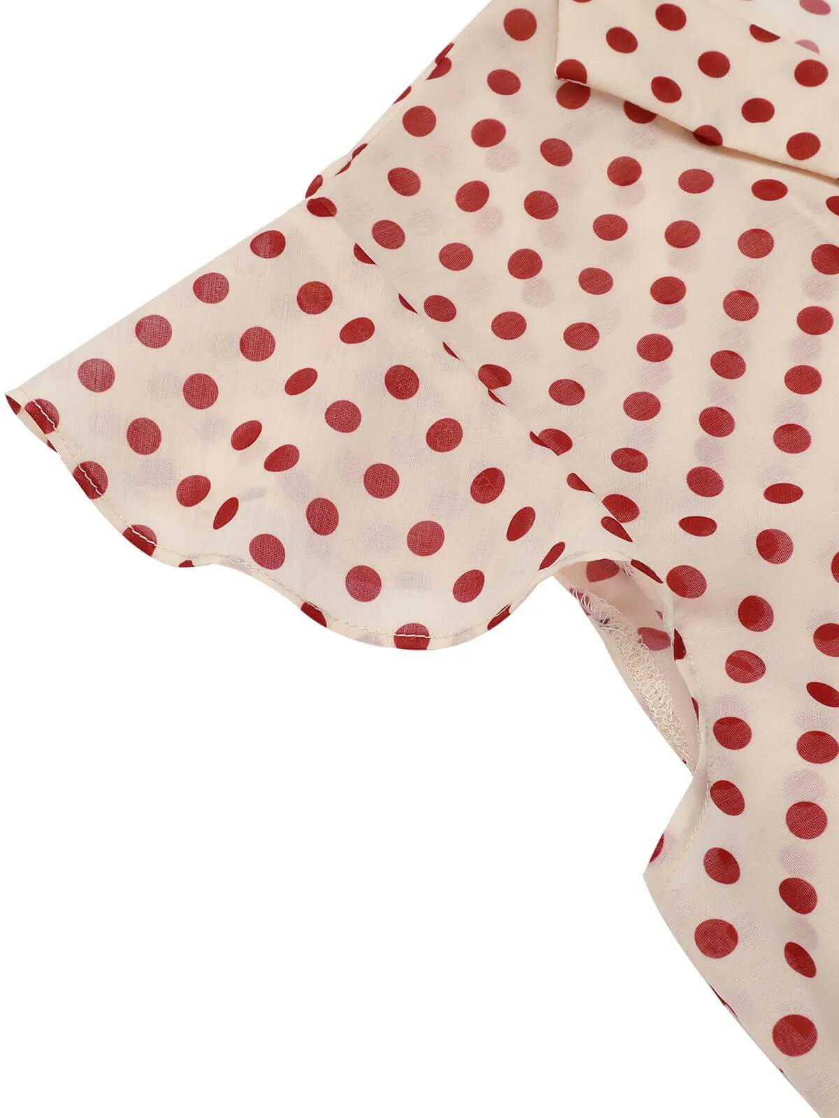1950s Red Polka Dot Fly Sleeve Blouse