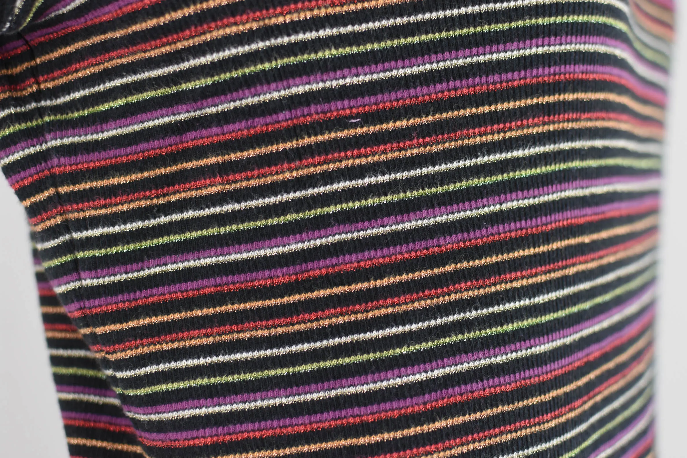 90s Metallic Rainbow Striped T-shirt, Women's Medium