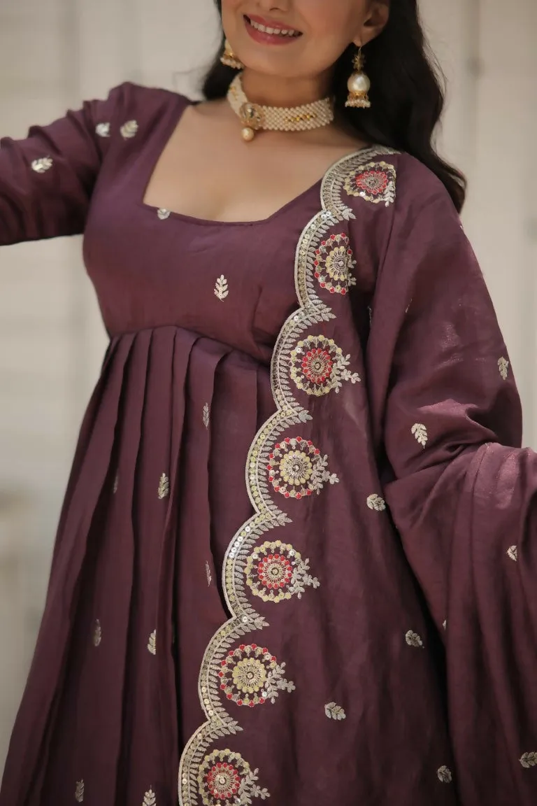 Aastha Fashion Onion Vichitra Shimmer Sequins Embroidered Work Gown