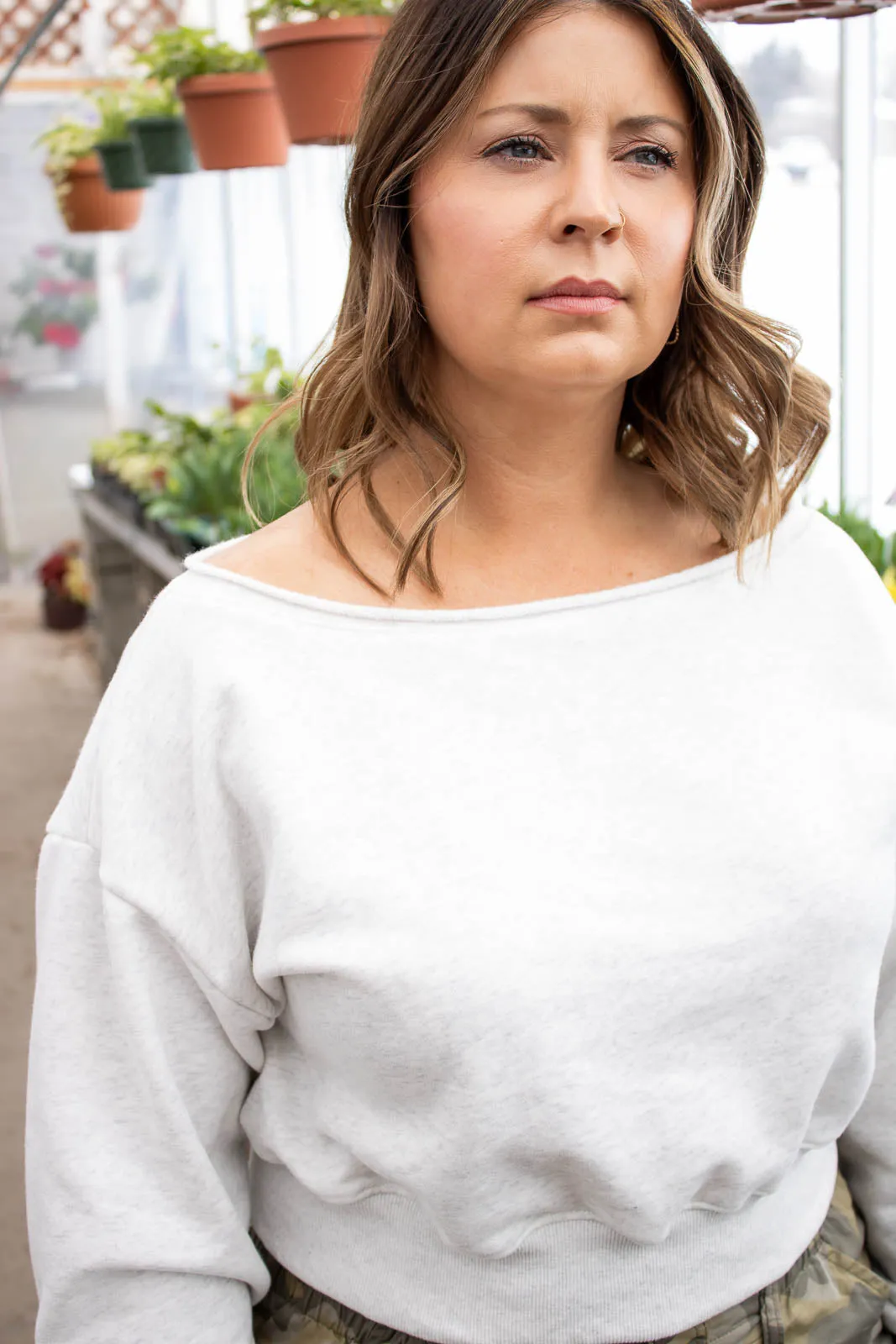 Alina Off Shoulder Cropped Sweatshirt