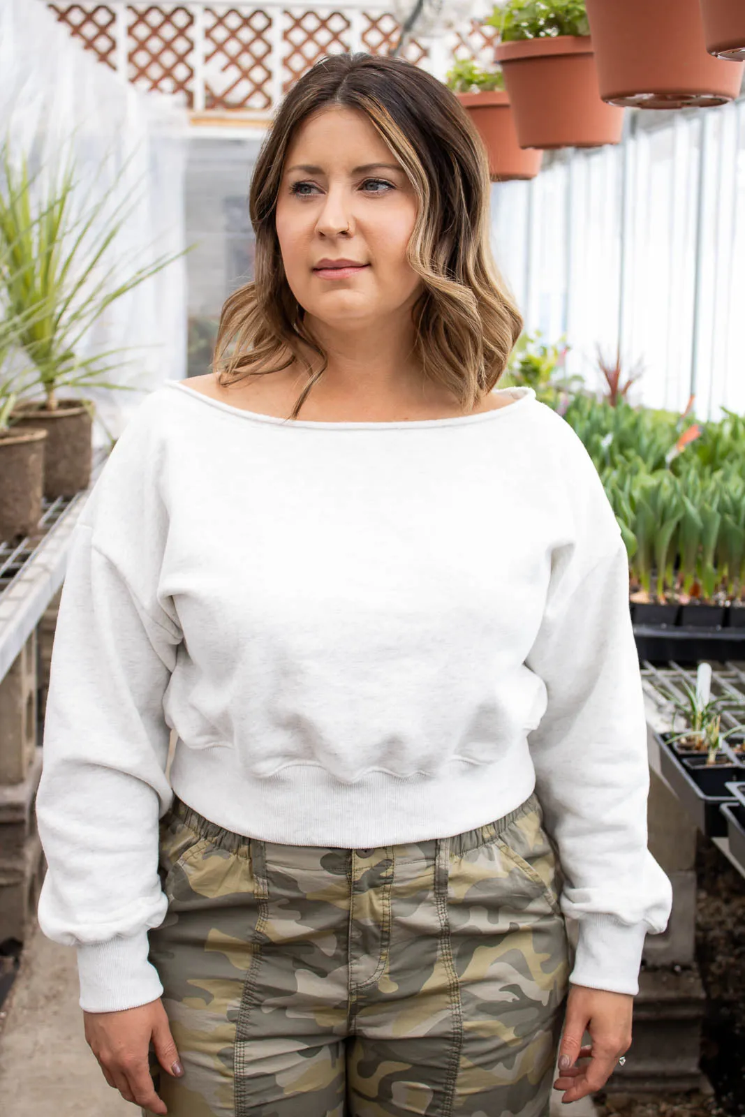 Alina Off Shoulder Cropped Sweatshirt