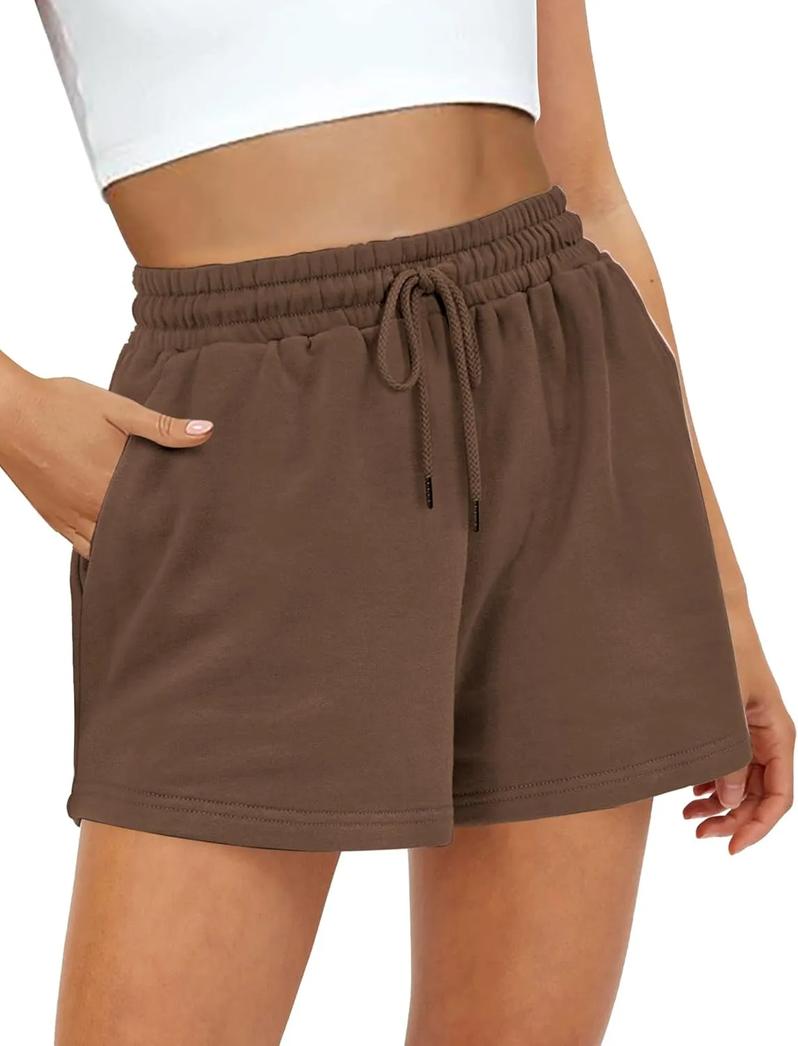Buauty Women's Sweat Shorts SweatShorts Summer Lounge Cotton Drawstring Cute Fleece Athletic Running Shorts with Pockets