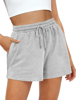 Buauty Women's Sweat Shorts SweatShorts Summer Lounge Cotton Drawstring Cute Fleece Athletic Running Shorts with Pockets