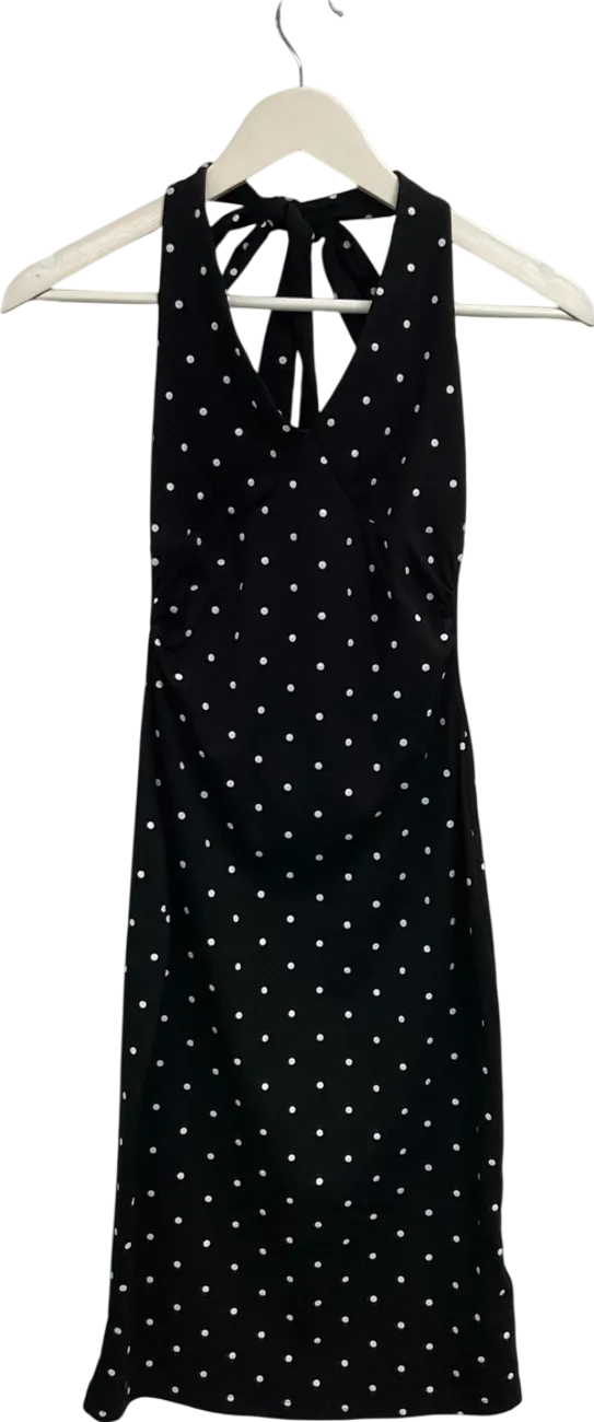 Cider Black Polka Dot Halter Neck Dress UK XS