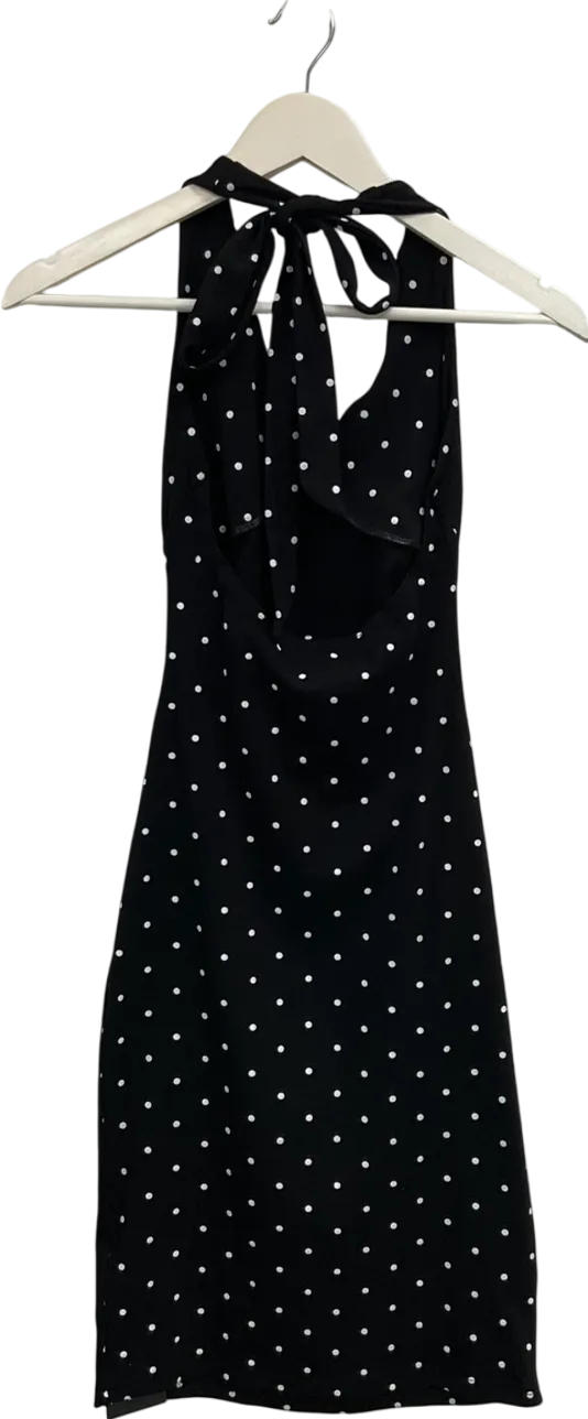 Cider Black Polka Dot Halter Neck Dress UK XS