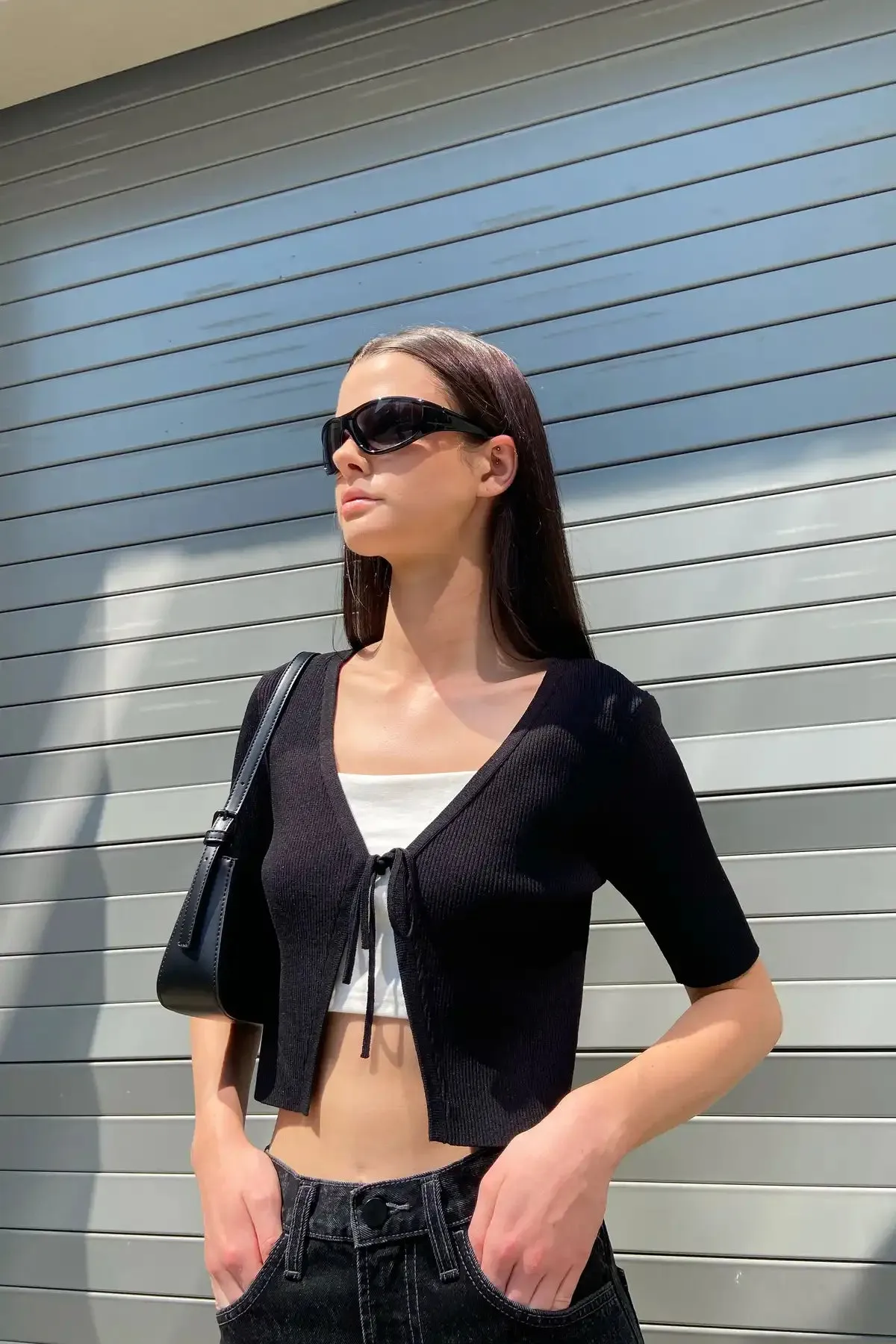Cropped Open Front Cardigan