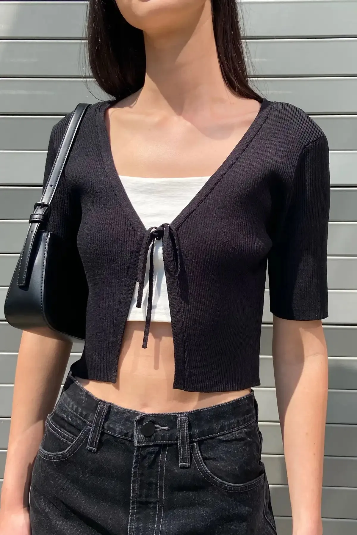 Cropped Open Front Cardigan