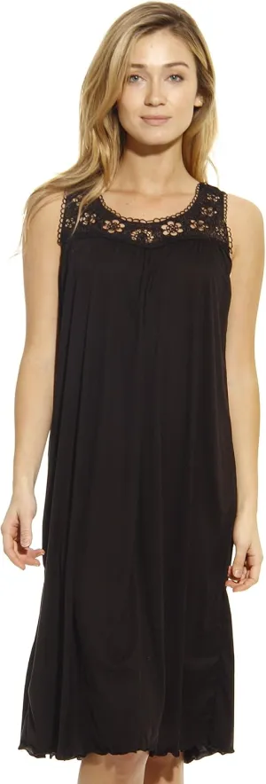 Dreamcrest Silky Soft Nightgown Women Sleepwear Crochet Trim Sleep Dress