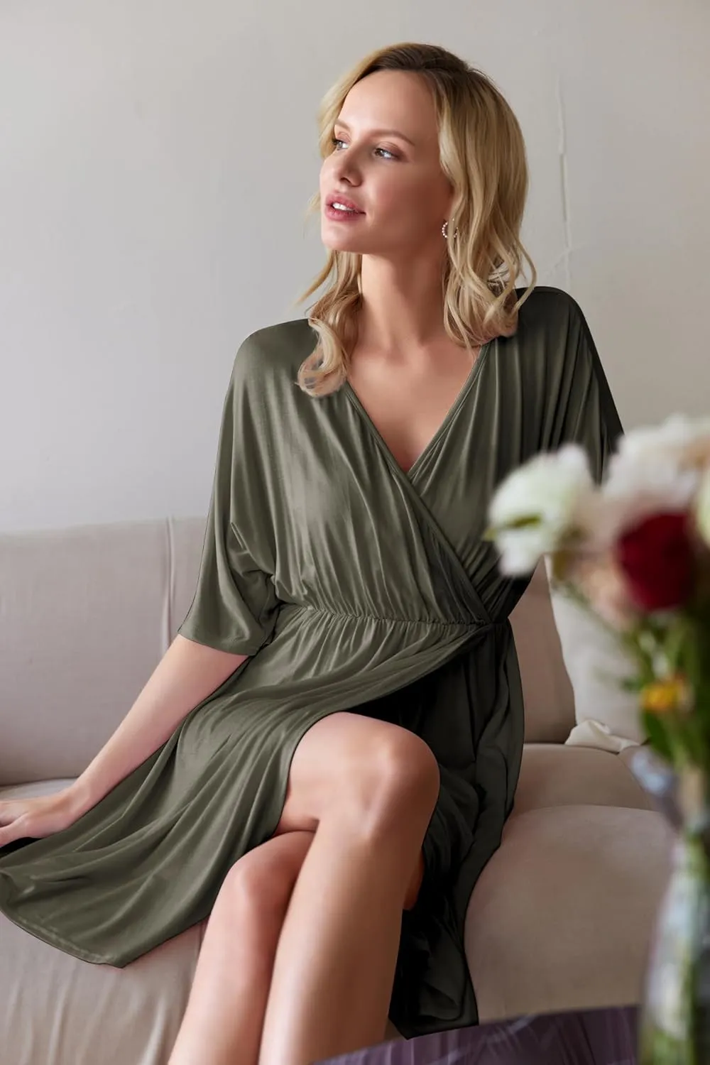 Ekouaer 3 in 1 Labor/Delivery/Hospital Gown Maternity Dress Nursing Nightgown Sleepwear for Breastfeeding