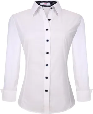 Esabel.C Womens Button Down Shirts Long Sleeve Regular Fit Stretch Work Blouse