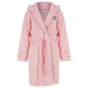 Girls Fleece Hooded Dressing Gown Tokyo Laundry Pink Ecru