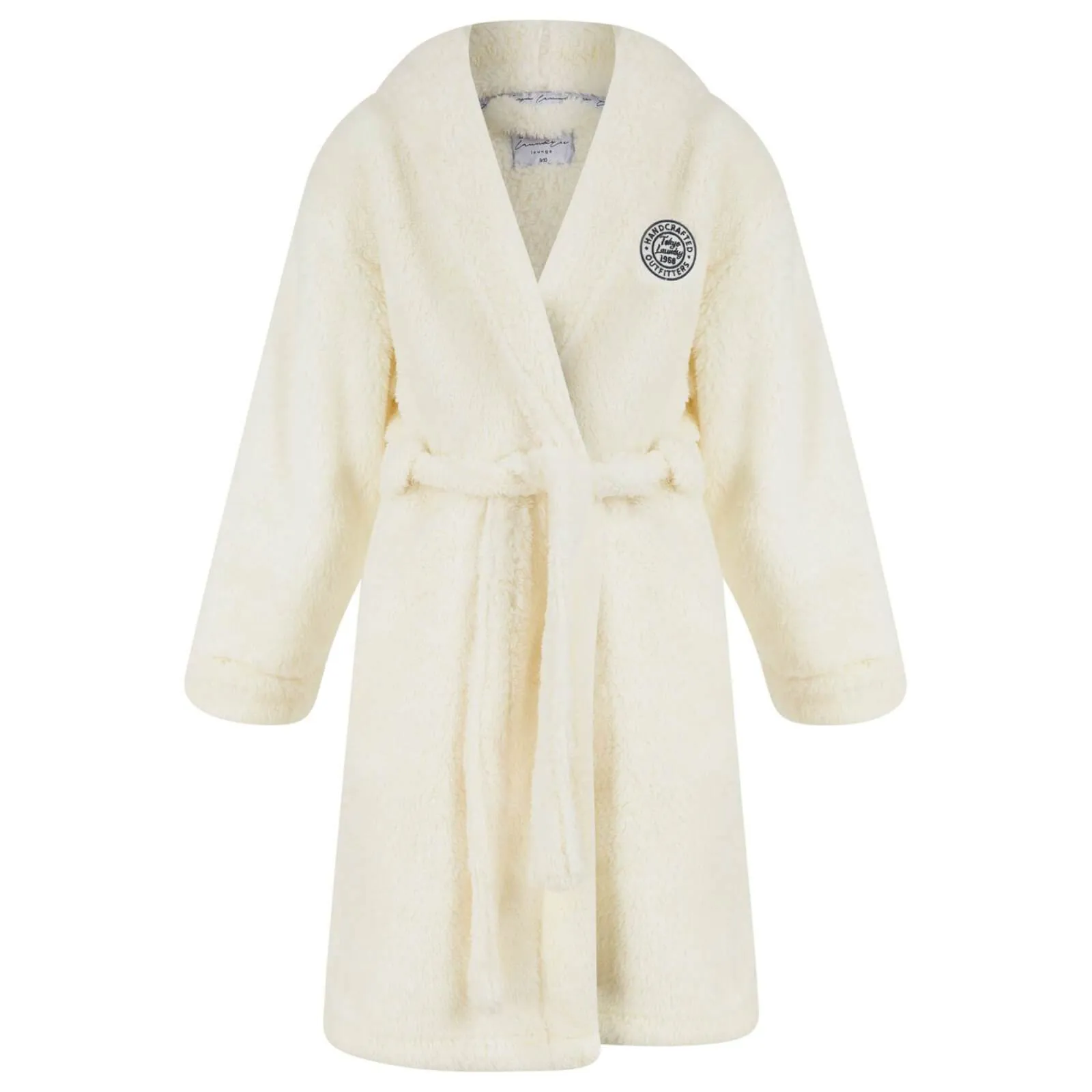 Girls Fleece Hooded Dressing Gown Tokyo Laundry Pink Ecru