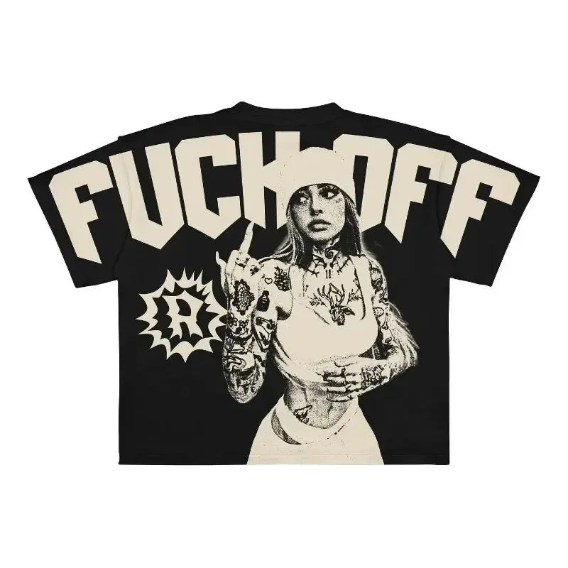 Men’s Punk Hip Hop Graphic T-Shirt – Vintage Y2K Harajuku Goth Oversized Streetwear