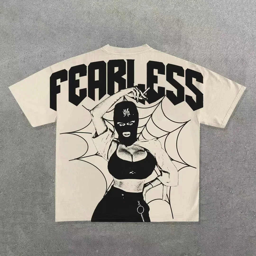 Men’s Punk Hip Hop Graphic T-Shirt – Vintage Y2K Harajuku Goth Oversized Streetwear