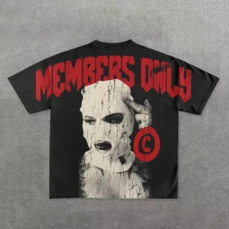 Men’s Punk Hip Hop Graphic T-Shirt – Vintage Y2K Harajuku Goth Oversized Streetwear
