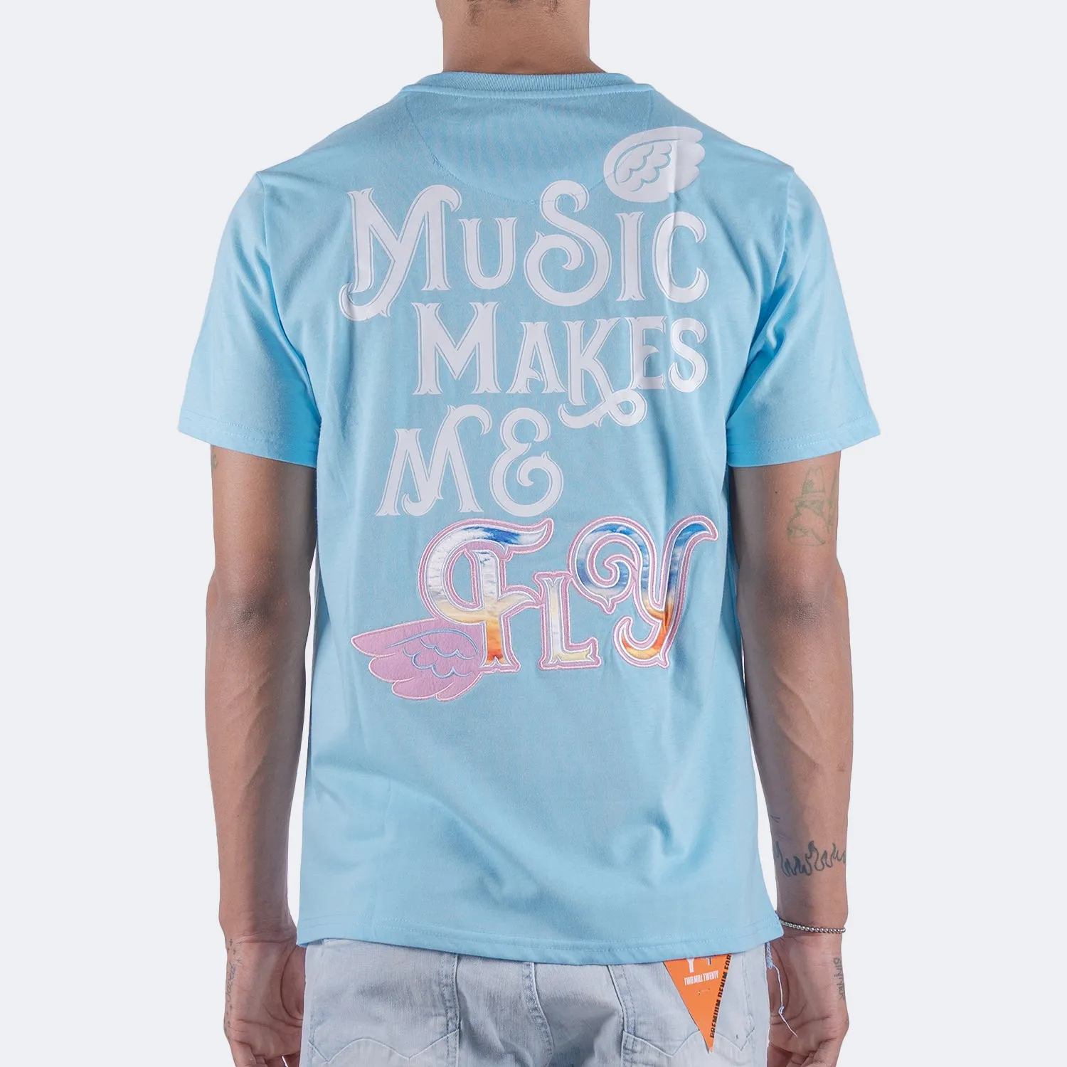 Men's TWO MILL TWENTY Flying Music Wings Graphic Tee Sky Blue
