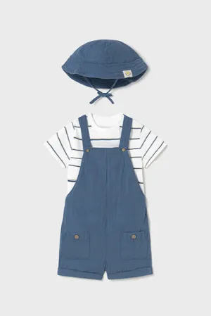 mini boy stripe tee, overall   hat set