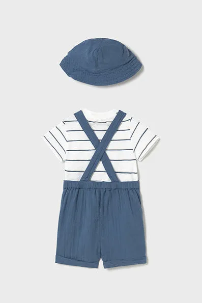 mini boy stripe tee, overall   hat set