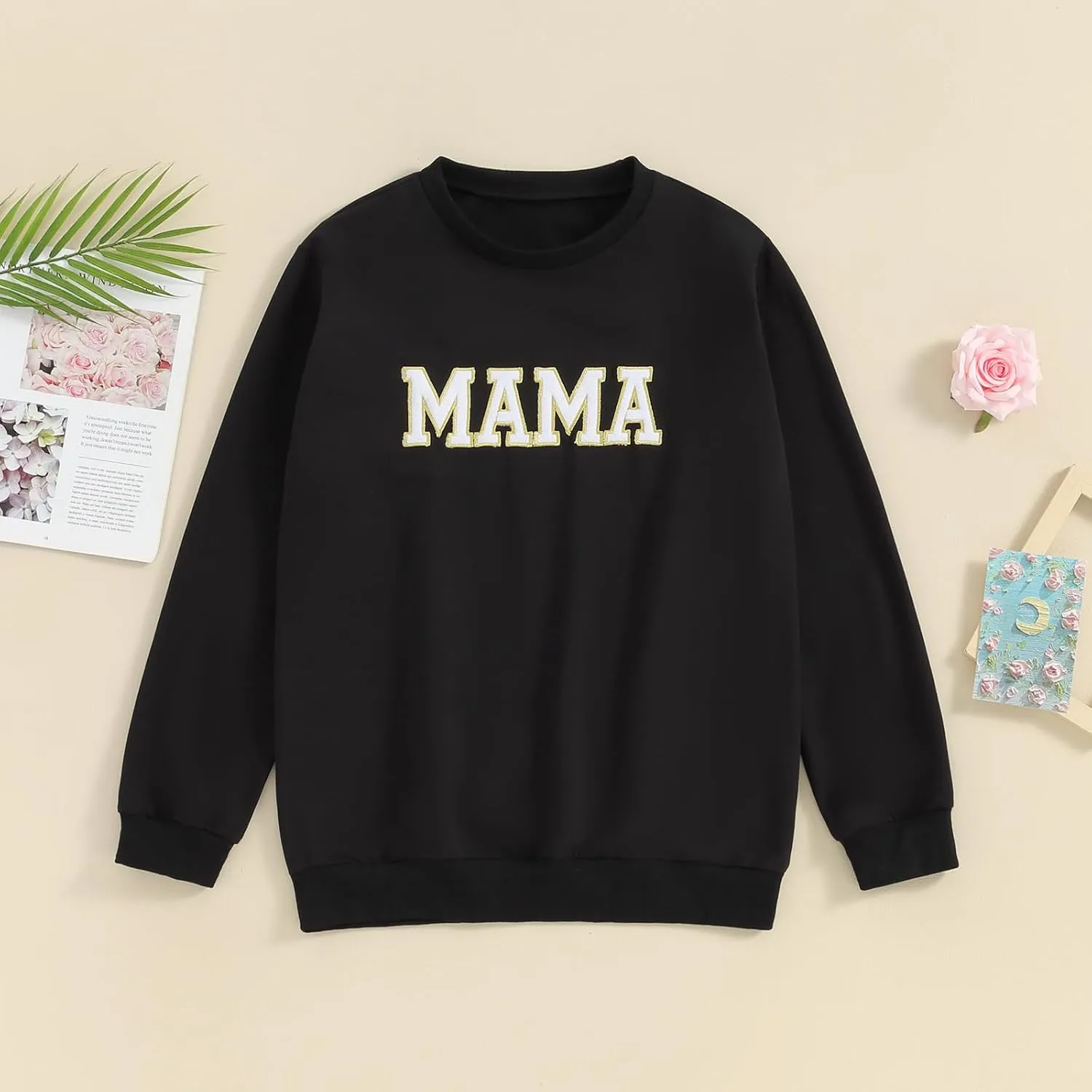 Mommy and Me Letter Print Matching Family Outfits Long Sleeve Crewneck Casual Sweatshirt T-Shirt