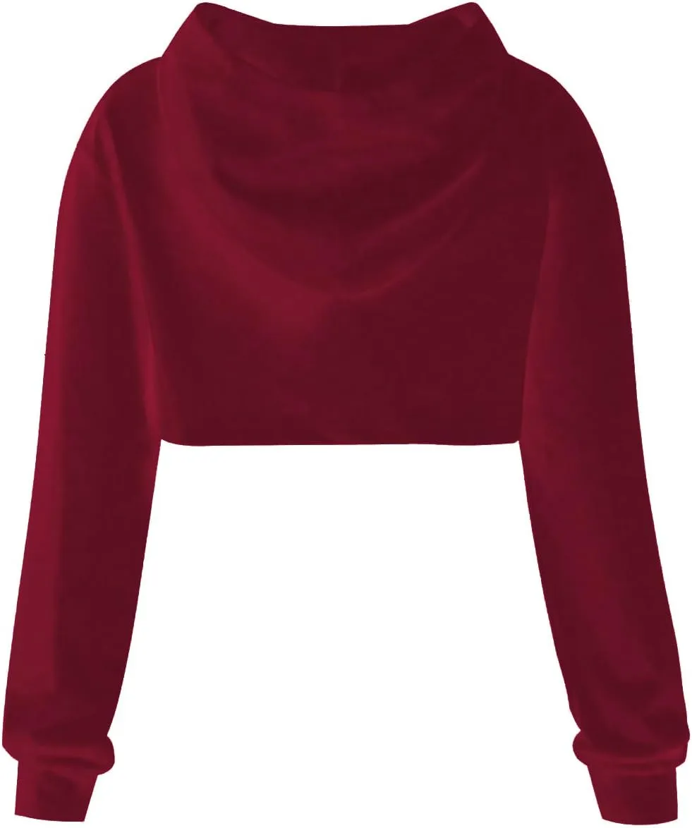 OYOANGLE Girl's Long Sleeve Drop Shoulder High Low Asymmetrical Hem Crop Hoodie Top