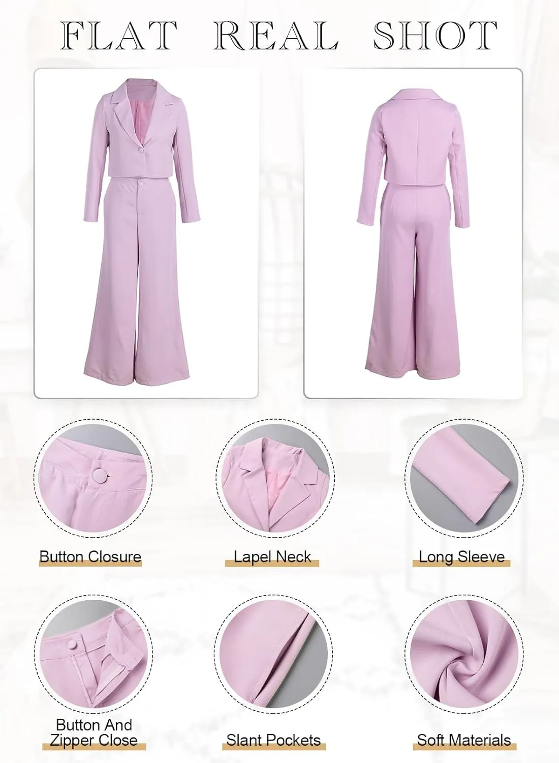 PinkPatty Women's Business Casual Outfits Lightweight Blazer Jacket and Wide Leg Pants Suit Set
