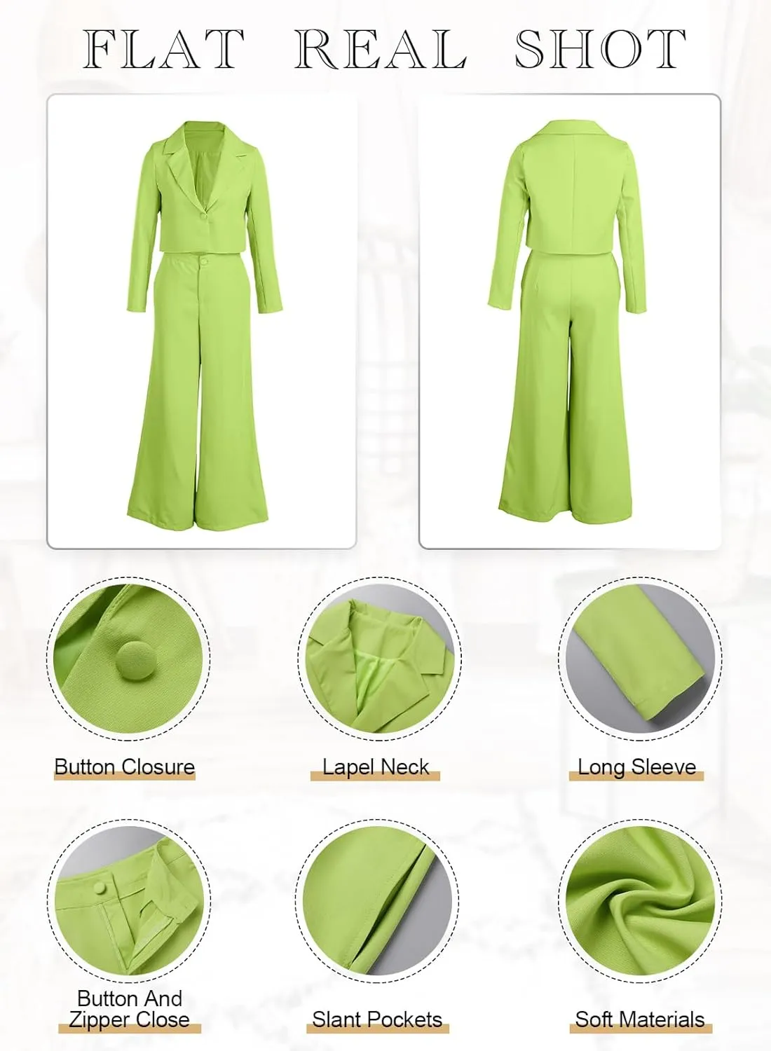 PinkPatty Women's Business Casual Outfits Lightweight Blazer Jacket and Wide Leg Pants Suit Set