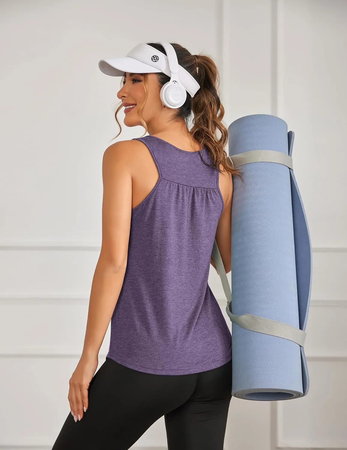 PINSPARK Workout Tank Tops for Women Racerback Loose Fit Yoga Top Sleeveless Gym Shirt Running Athletic Tanks Pack S-3XL