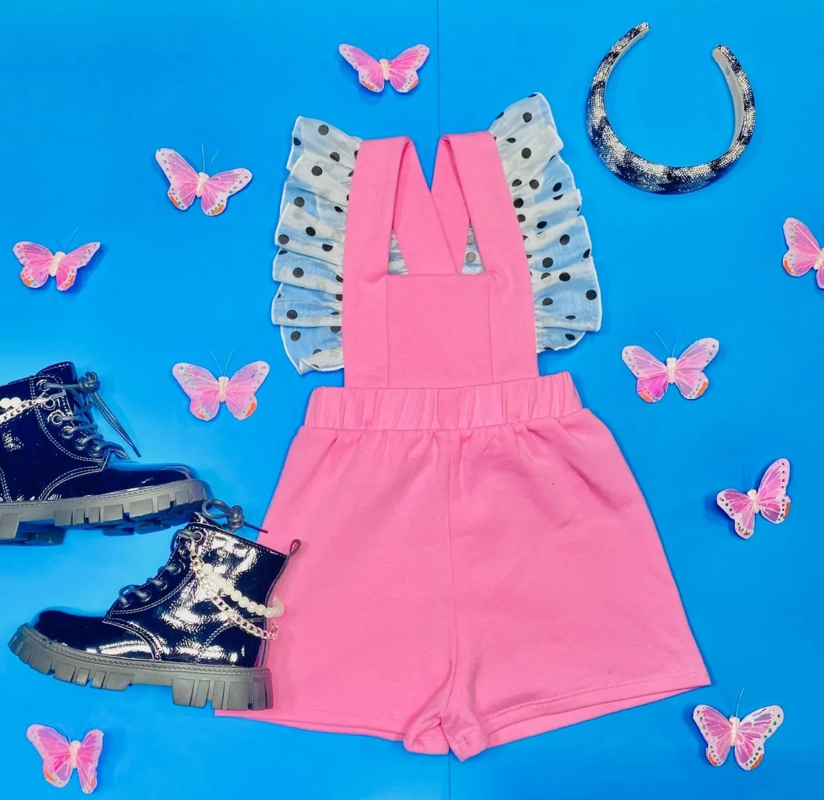 POLKA DOT FRILL ROMPER W/ REMOVABLE STRAPS