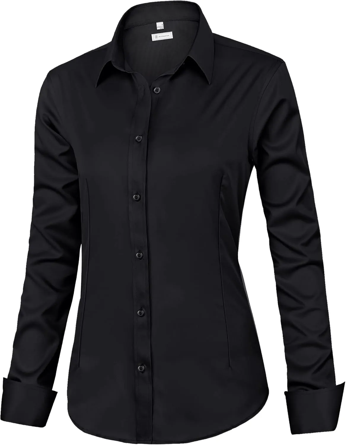 siliteelon Womens Classic-Fit Dress Shirts Long Sleeve Button Down Wrinkle-Free Stretch Solid Casual Work Office Blouse Top