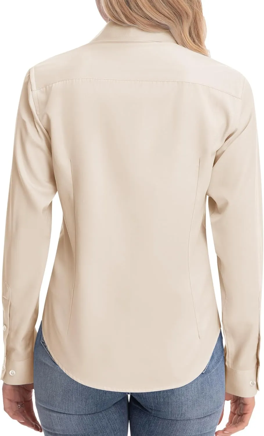 siliteelon Womens Classic-Fit Dress Shirts Long Sleeve Button Down Wrinkle-Free Stretch Solid Casual Work Office Blouse Top