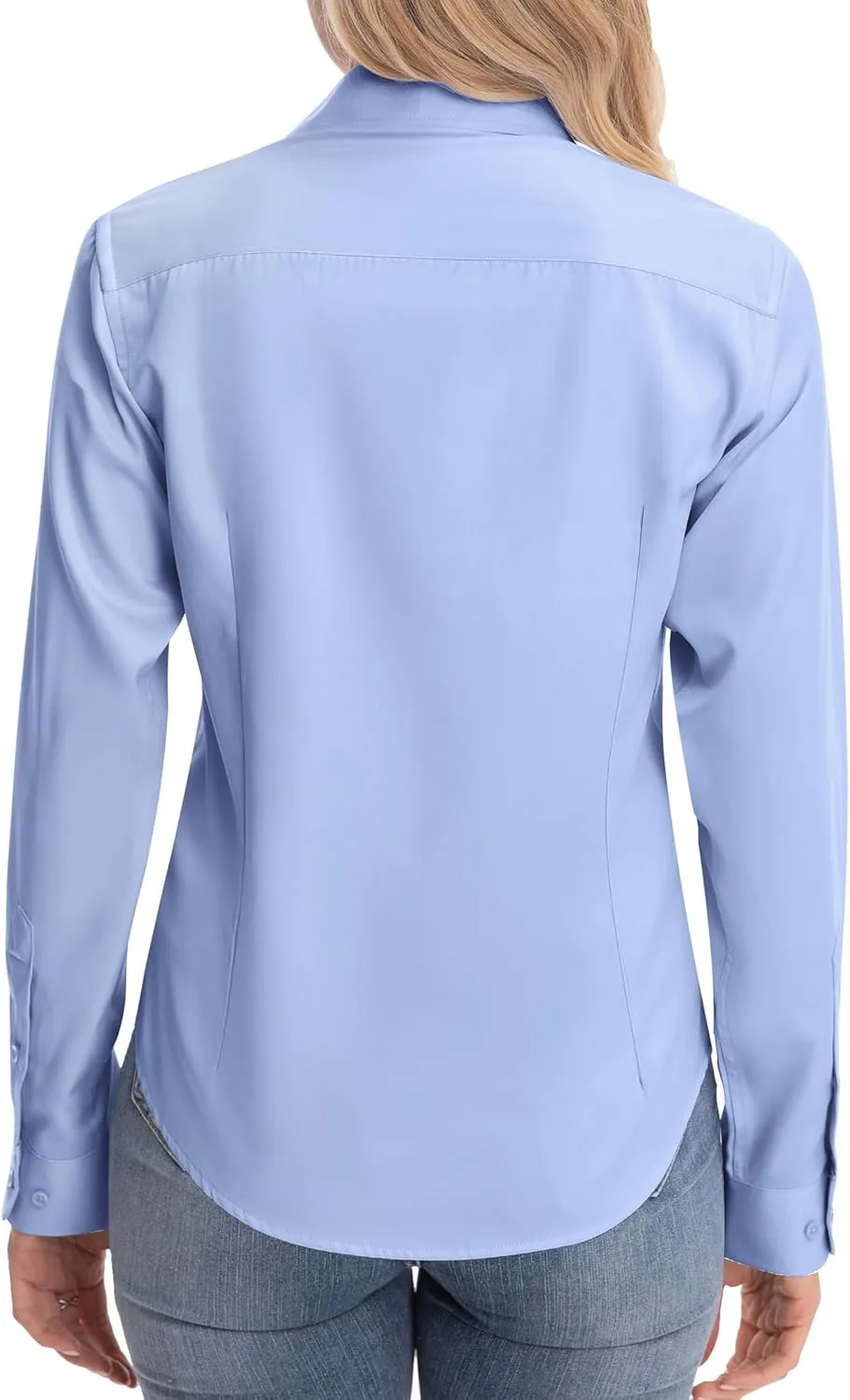 siliteelon Womens Classic-Fit Dress Shirts Long Sleeve Button Down Wrinkle-Free Stretch Solid Casual Work Office Blouse Top