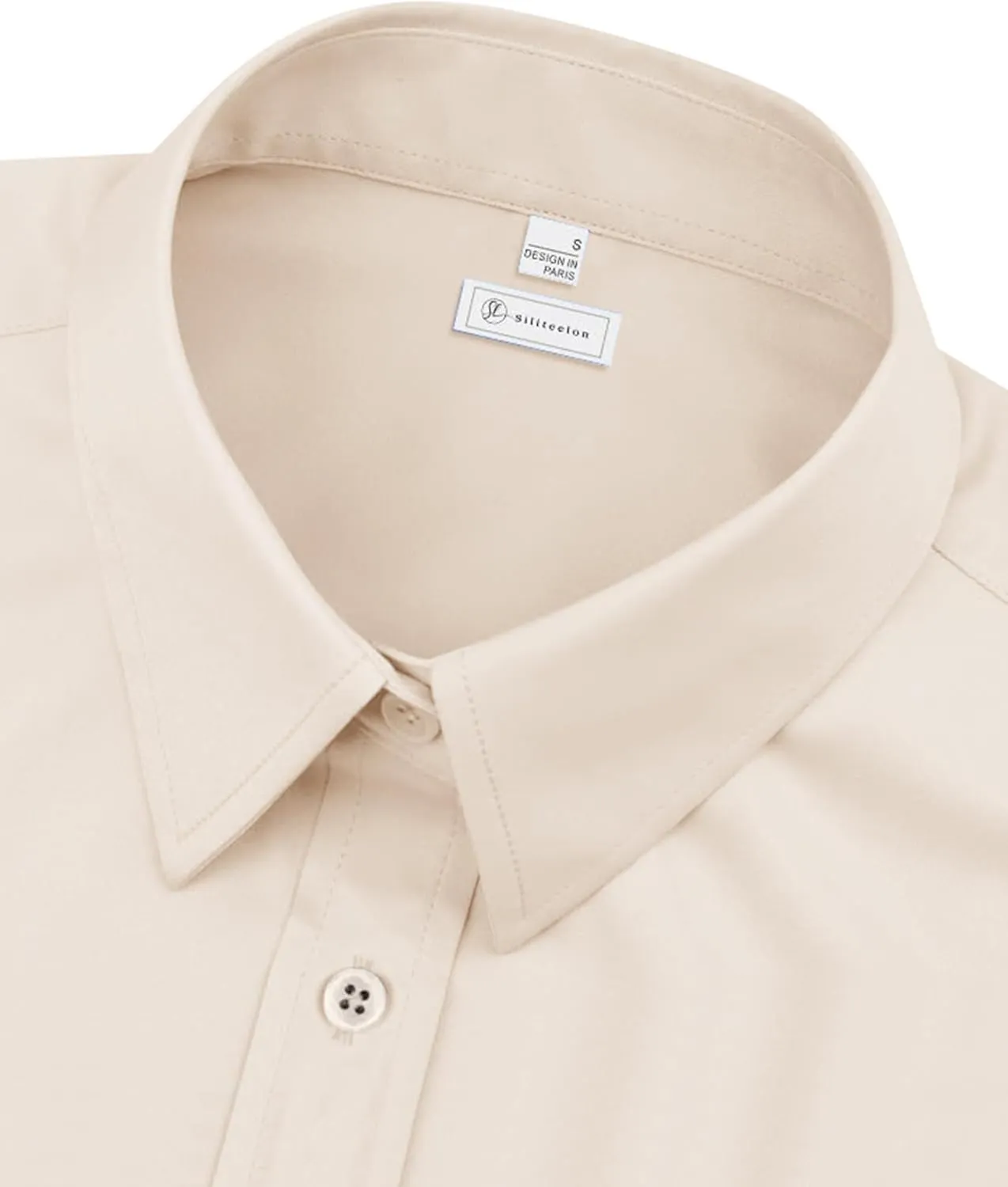 siliteelon Womens Classic-Fit Dress Shirts Long Sleeve Button Down Wrinkle-Free Stretch Solid Casual Work Office Blouse Top