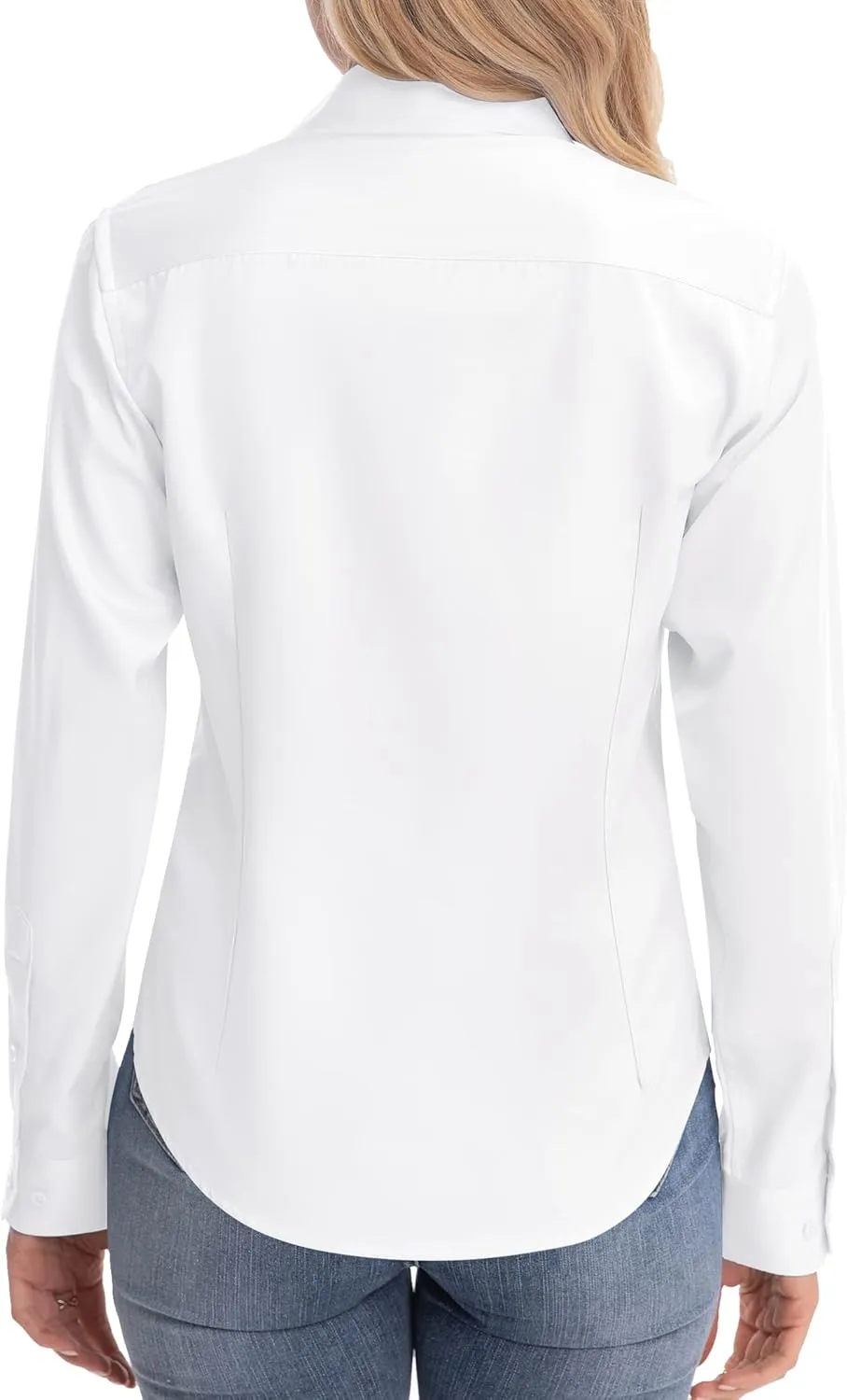 siliteelon Womens Classic-Fit Dress Shirts Long Sleeve Button Down Wrinkle-Free Stretch Solid Casual Work Office Blouse Top