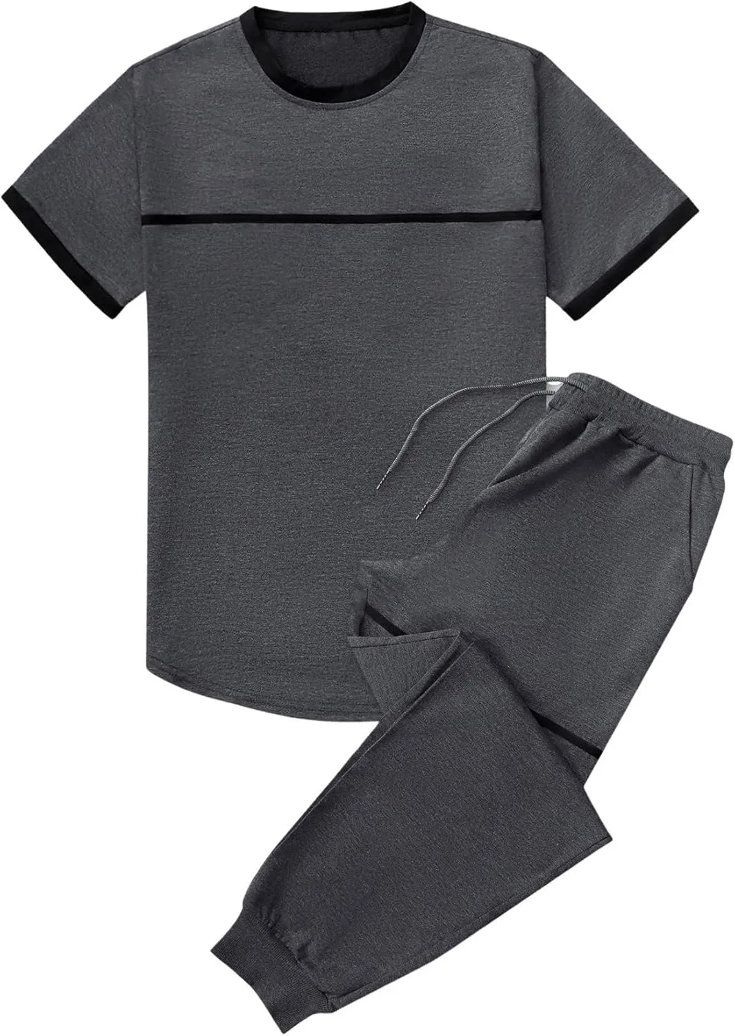 SOLY HUX Men's Tracksuits 2 Piece Casual Jogging Outfit Short Sleeve Tee and Jogger Pants Set