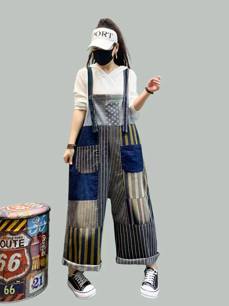 Stripped Vintage Overalls Dungarees
