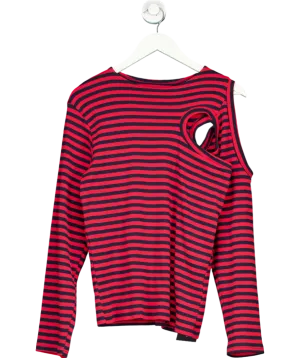 The Room Antwerp Red Cut Out Striped Long Sleeve Tee One Size