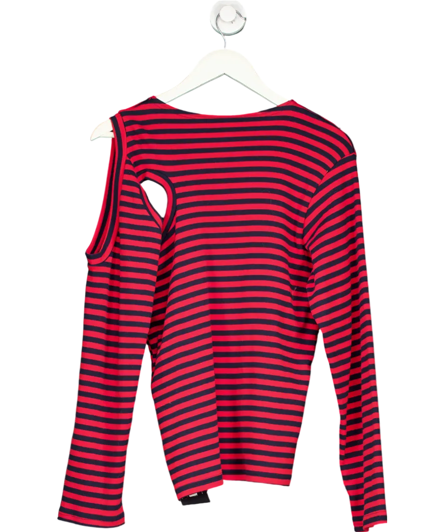 The Room Antwerp Red Cut Out Striped Long Sleeve Tee One Size