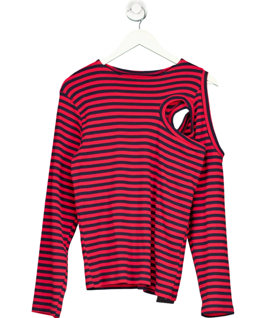 The Room Antwerp Red Cut Out Striped Long Sleeve Tee One Size
