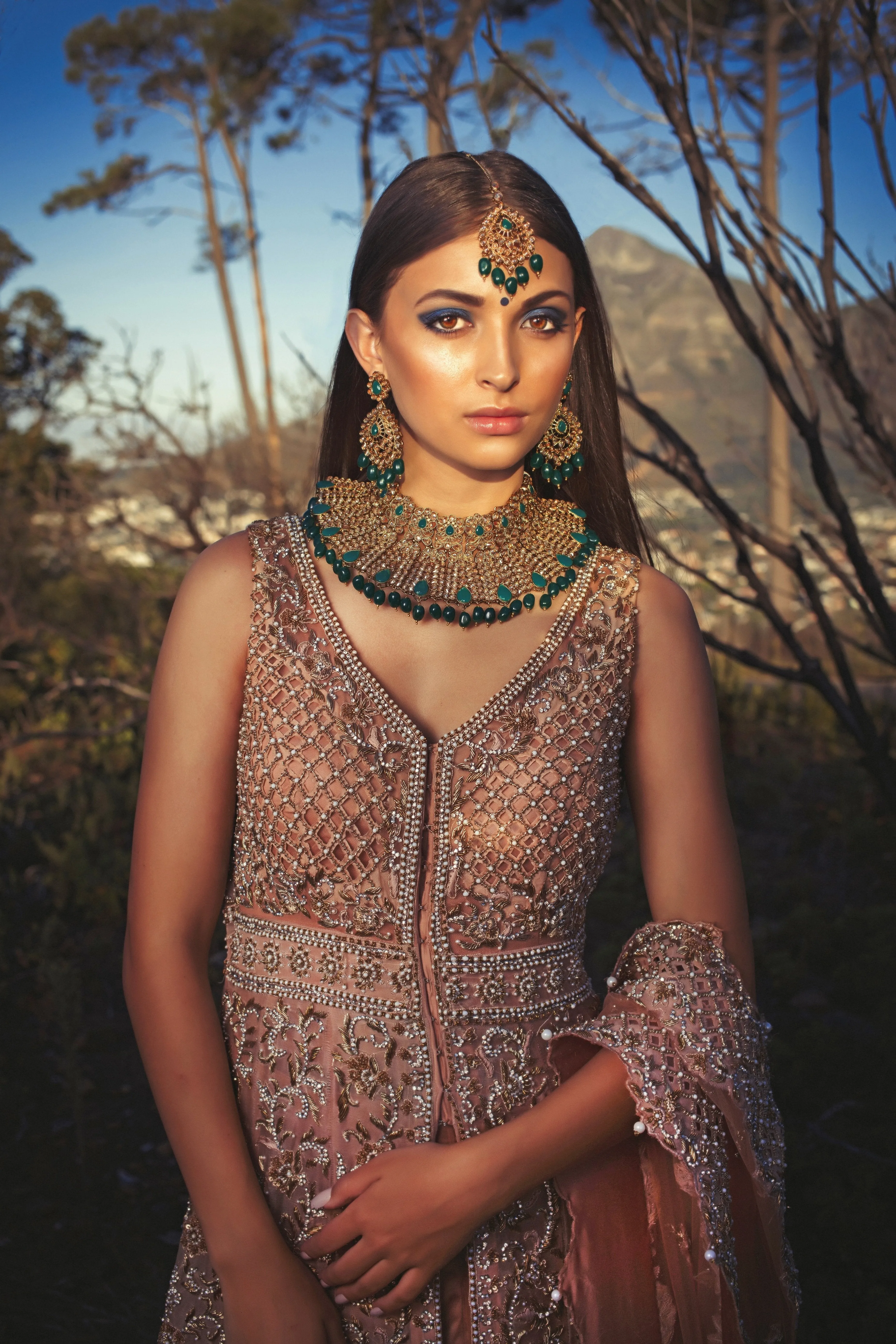 Traditional Bridal Jacket Gown with trail
