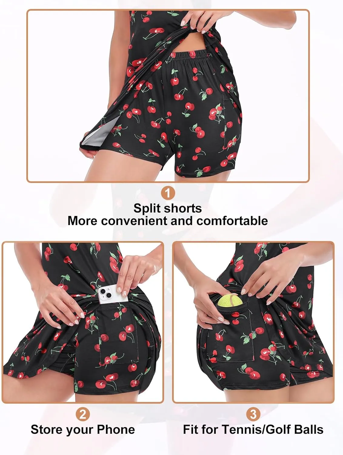 Viracy Tennis Dress for Women Sleeveless Golf Dresses with Shorts and Pockets Ruffle Zip Up Stand Collar Golf Outfits
