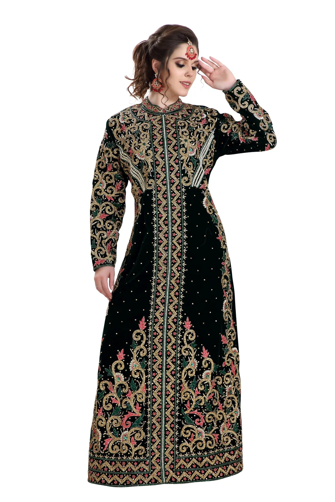 Wedding Gown in Black Velvet Fabric