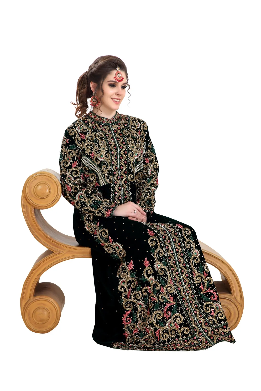 Wedding Gown in Black Velvet Fabric